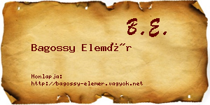 Bagossy Elemér névjegykártya